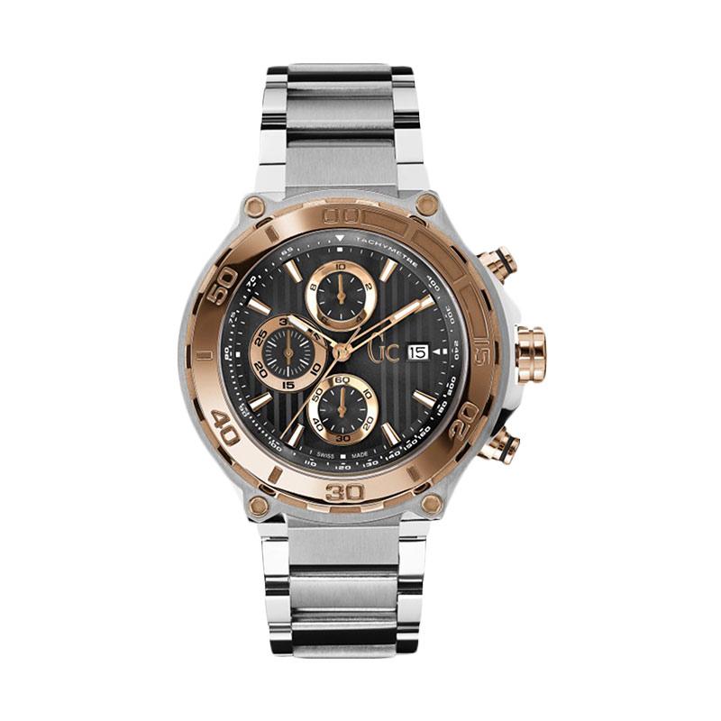 Guess Collection Gc Bold Chronograph Stainless Jam Tangan Pria X56008G2S - Silver Rose Gold Black