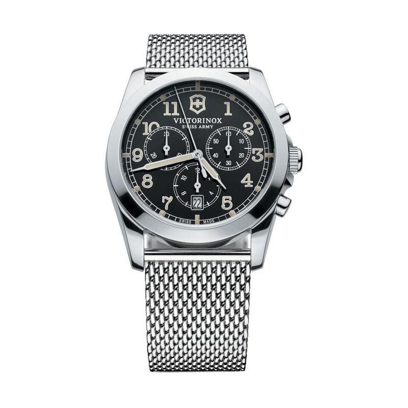 Victorinox Swiss Army Infantry Chronograph Stainless Mesh Jam Tangan Pria 241589 - Silver Black