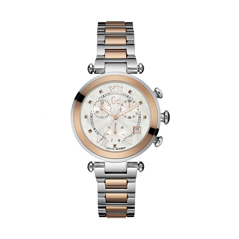 Guess Collection Gc Ladychic Chronograph Stainless Jam Tangan Unisex Y05002M1 - Silver Rose Gold