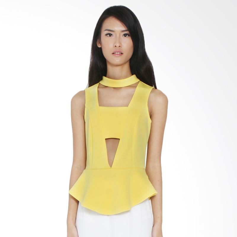 KIM Victoria Cut Out Blouse - Yellow