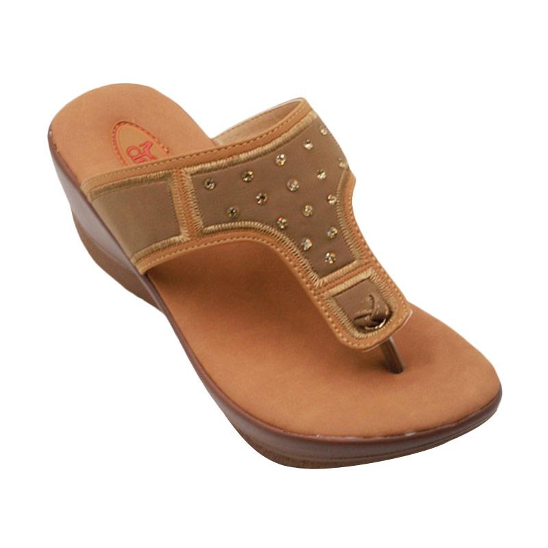 Dea 1607-43A Sandal Wedges Wanita - Khaki