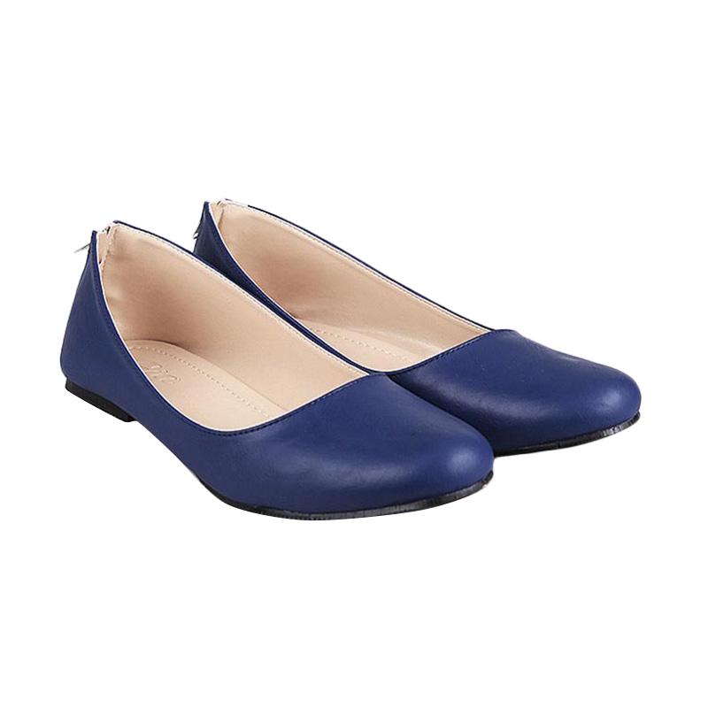 GIA Zipper Flat Shoes - Navy Blue