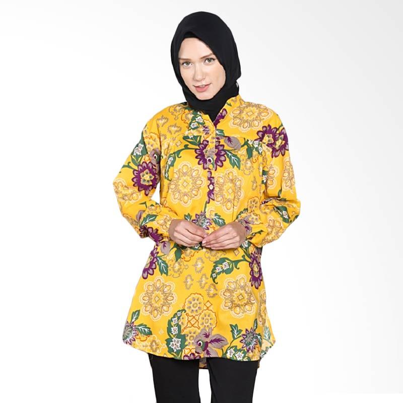 Loe'Style Button Flowery Atasan Muslim - Yellow