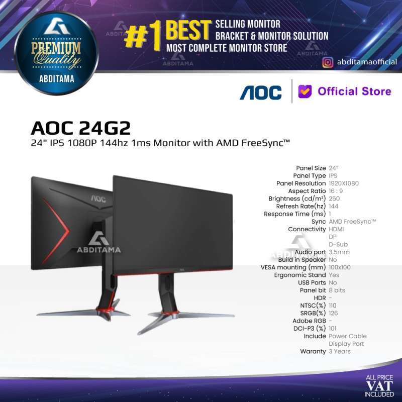 24 IPS 1080P 144hz 1ms VGA HDMI 