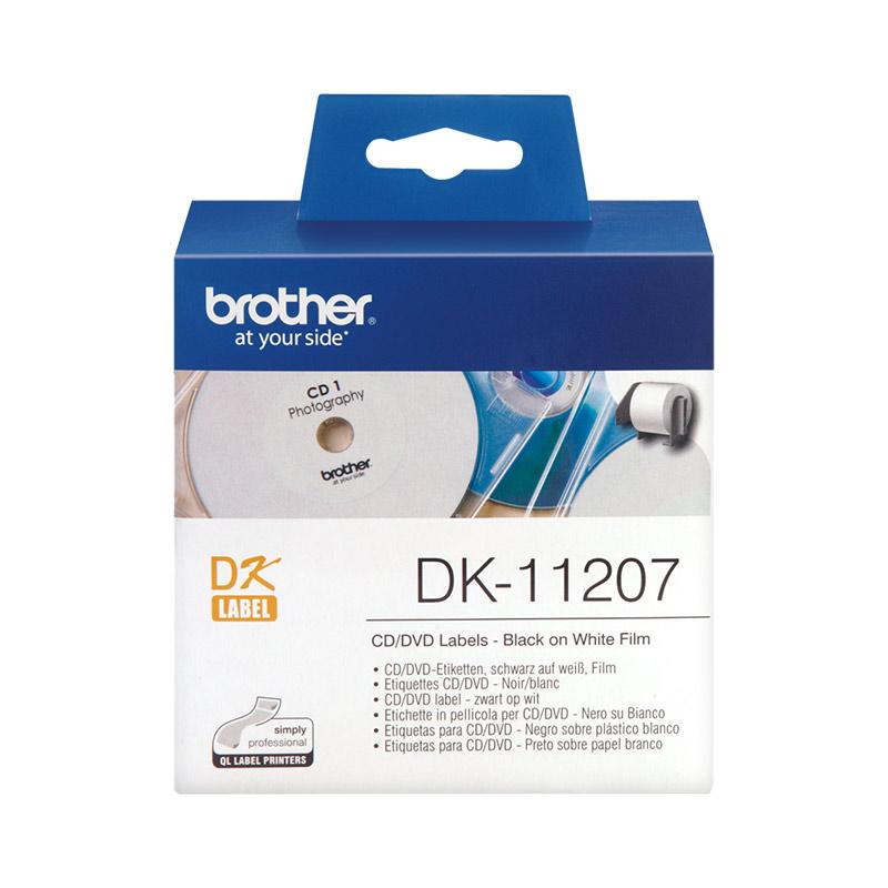 Brother Label Tape DK-11207 CD/DVD Labels 58mm Printer Refill - Black On  White