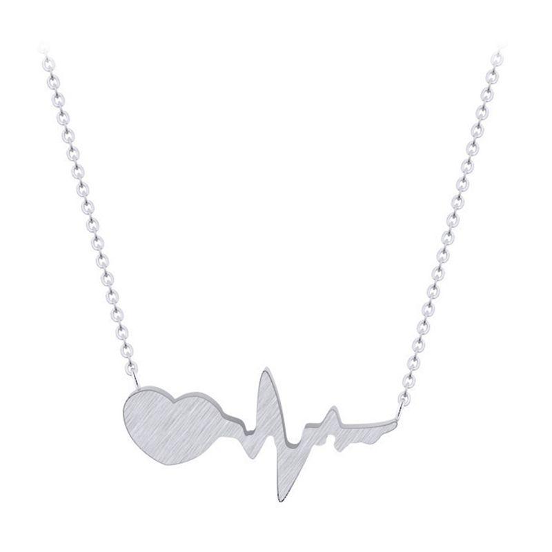 Jual H Ikea Ecg Wave Heart Pendant Necklace Alloy Clavicle Couples S Chain Murah Januari 2020 Blibli Com
