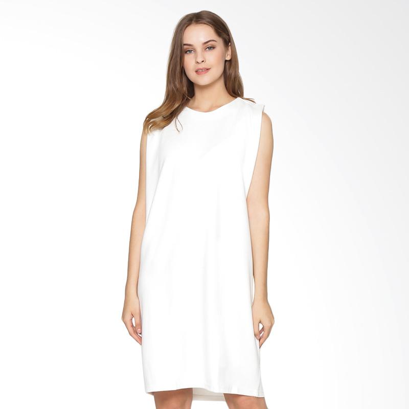 REE Side Drapped Midi Dress - White