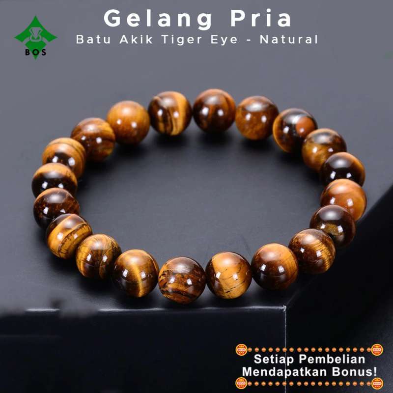 Promo BOS Gelang Pria Natural Tiger Eye 