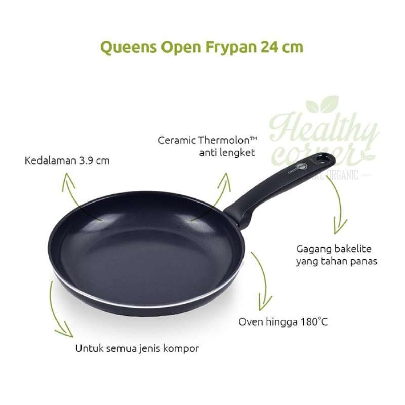 Jual Queens Open Frypan Greenpan 24 Cm Wajan Anti Lengket Bebas Teflon Murah Mei 2021 Blibli