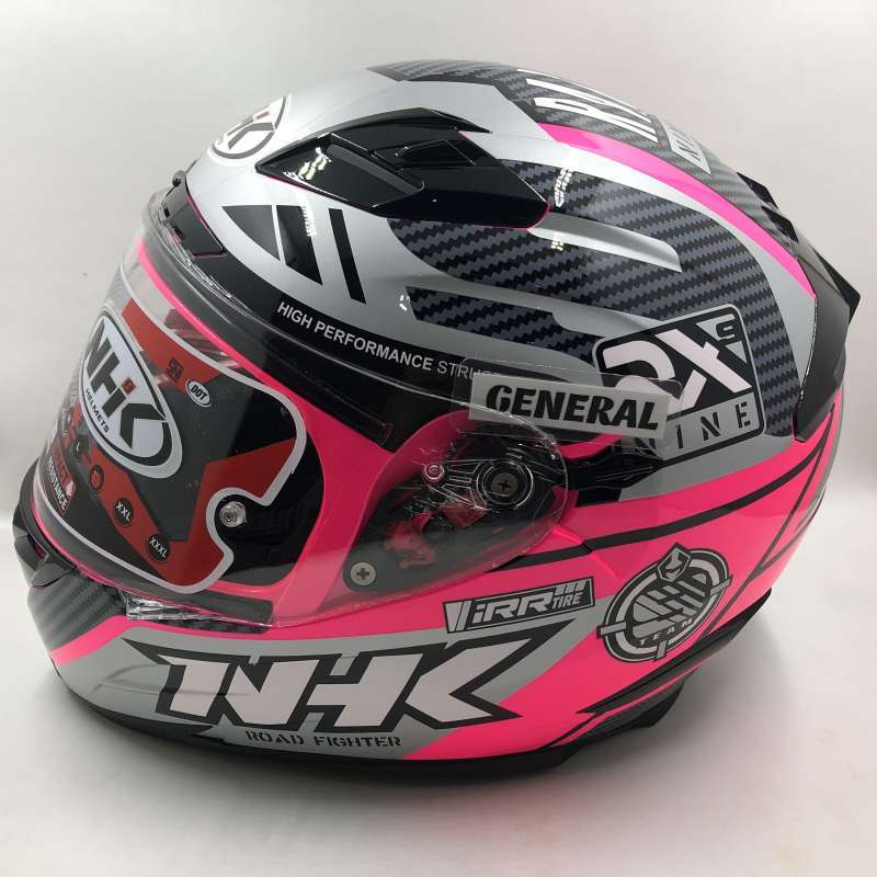 Helm NHK RX9 Motif Racer X Pink Fluorecent Silver Pink Stabilo Flo Abu  Double Visor Full Face