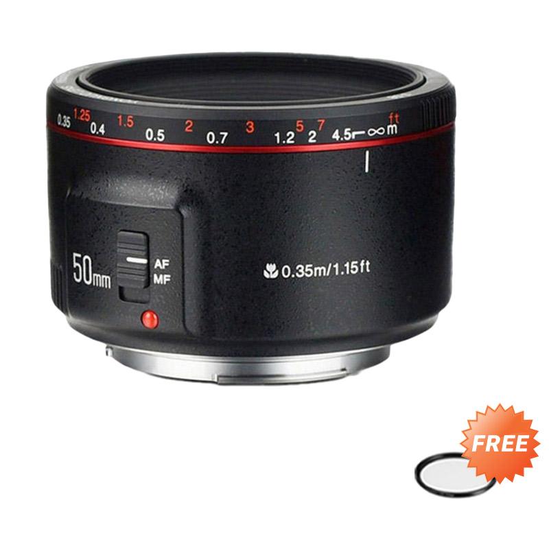 yongnuo 50mm f 1 8 camera lens ii for canon free 58mm uv filter black