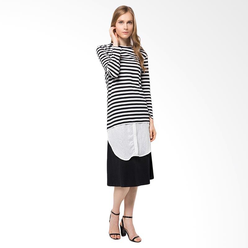 REE Two-Toned Stripe Dress - Black