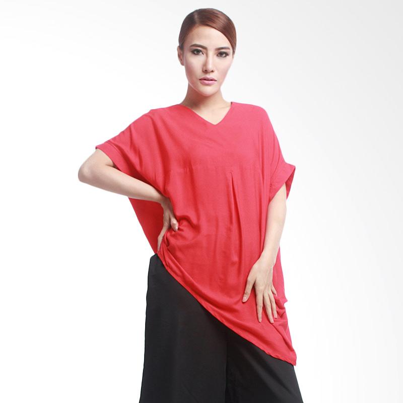 Ree Asymmetrical Flare Blouse - Red