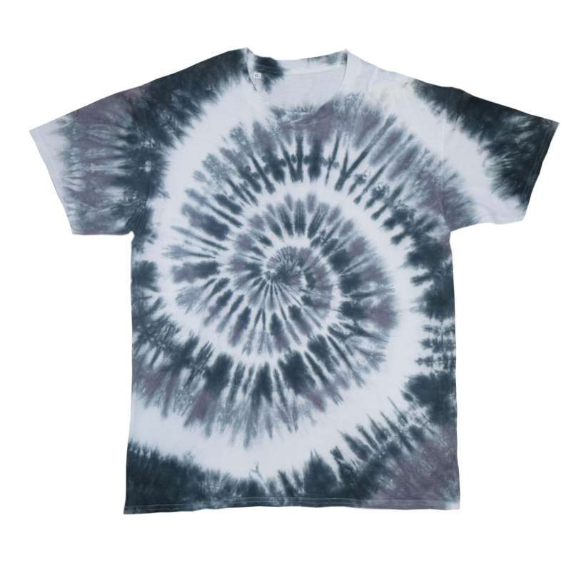 baju tie dye - spiral black grey white 