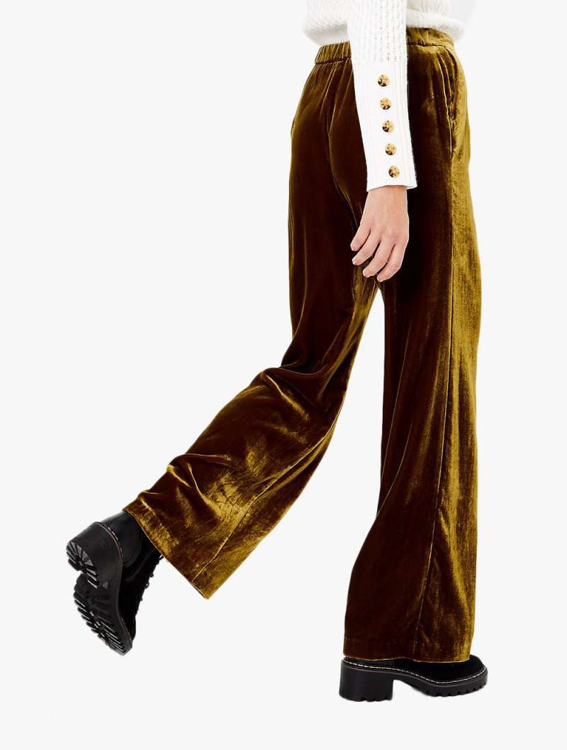 Wanita -Velvet Wide Leg Trousers 
