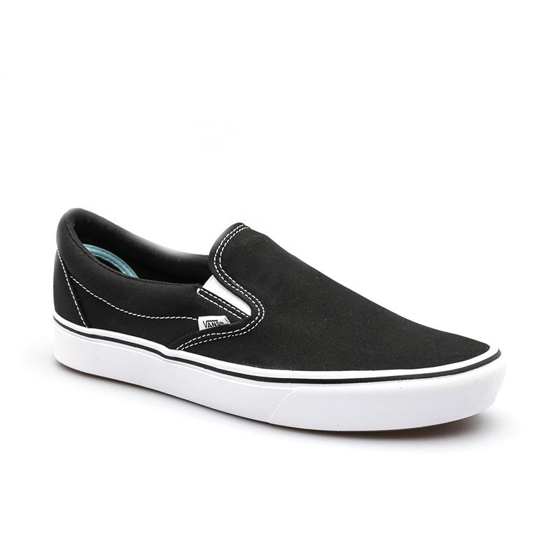 harga vans slip on black white