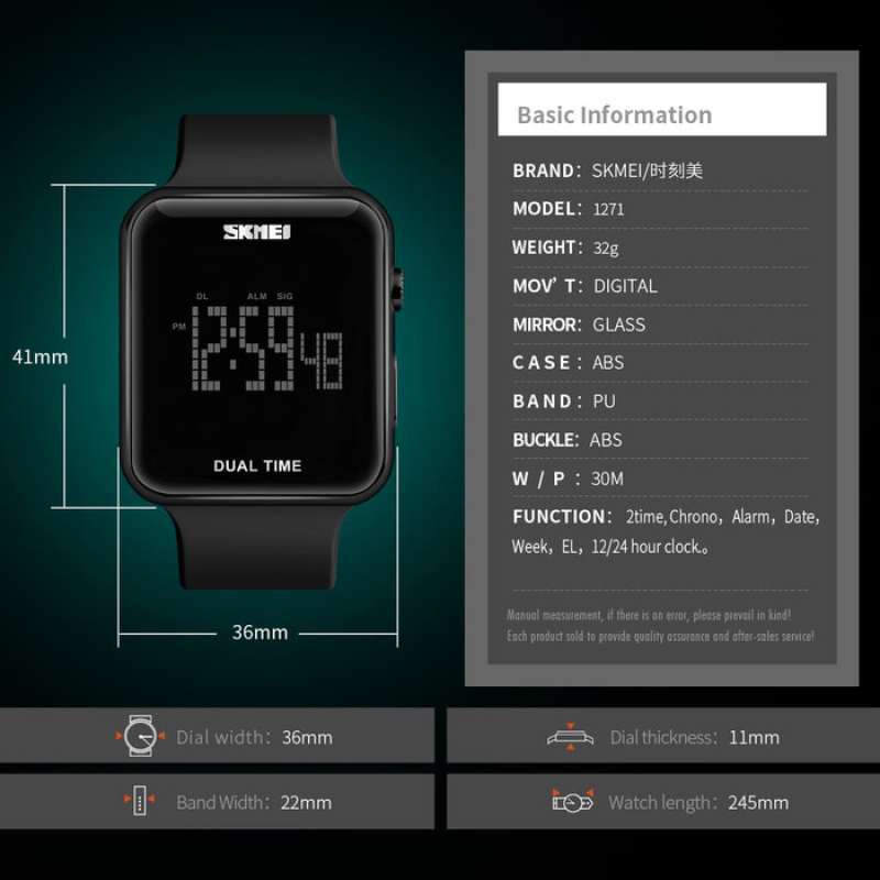 Jual Promo Jam Tangan Pria Wanita Digital Original Skmei 1271 Anti Air Black Smart Watch Waterproof Online Januari 2021 Blibli