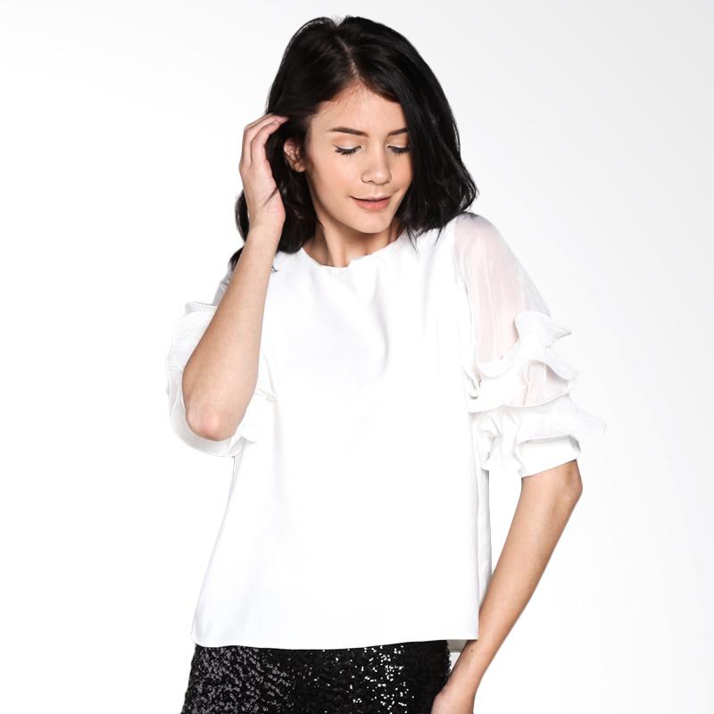 Eudaska Ruffle Sleeves Blouse - White