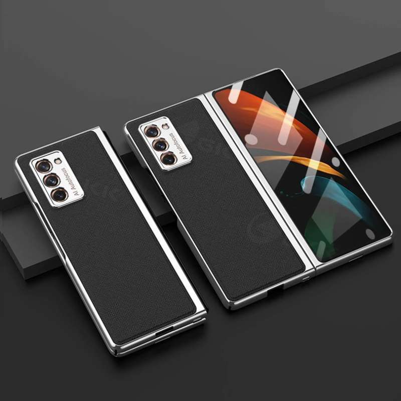 Jual Original Gkk Samsung Galaxy Z Fold 2 2020 Eletroplated Leather Case 360 Full Tempered Glass Online April 2021 Blibli
