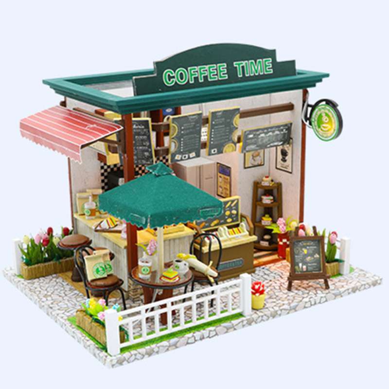 Jual Bluelans Diy Assembly Miniature Led Coffee Store Doll House Model Kids Toy Table Decor Terbaru Juli 2021 Blibli
