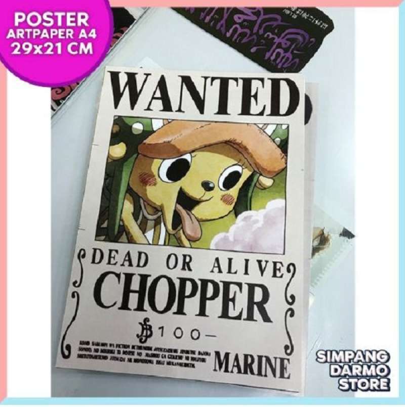 Jual Poster One Piece Chopper Bajak Laut Pirate Marine Buronan Wanted Bounty Terbaru Straw Hat Ukuran A4 Terbaru Juni 2021 Blibli