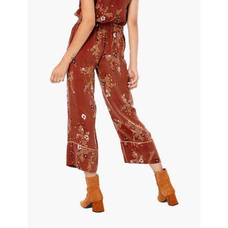Floral Wide Leg Cropped Trousers 