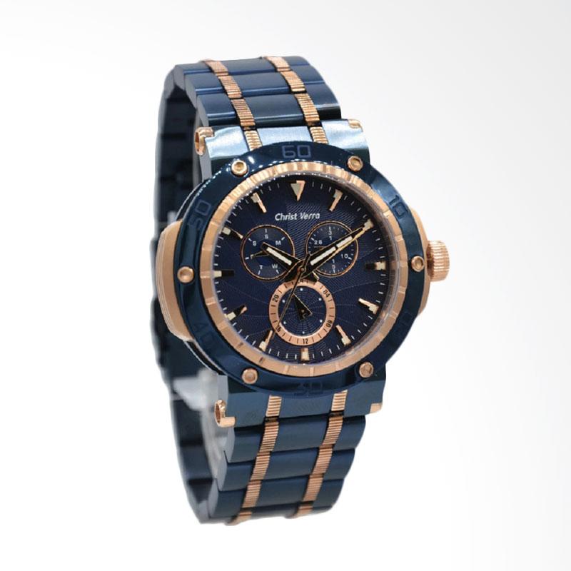 Christ Verra Jam Tangan Pria - Biru Rosegold 52283G-1J