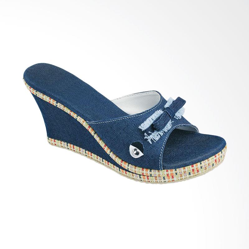 Syaqinah 302 Sandal Wedges Wanita Biru .