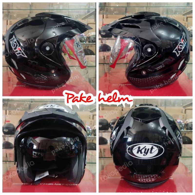 Jual HELM KYT VENOM RR HITAM BLACK HELM KYT HALF FACE DOUBLE VISOR
