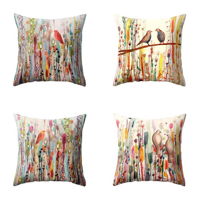 18inch Art Home Decor Cotton Linen Pillow Case Sofa Waist Throw Cushion Cover