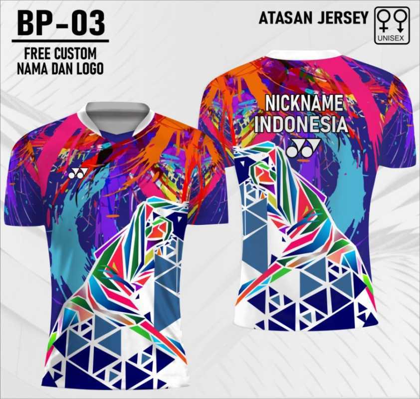 Jersey badminton rainbow baju bulutangkis kaos bulu tangkis