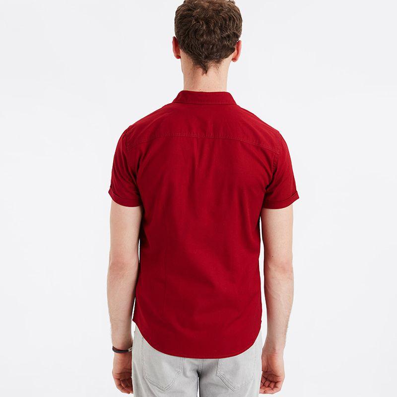 Jual Lc Waikiki Extra Slim Fit Gabardine Men S Short Sleeve Shirt Red 9s7129z8 Online November 2020 Blibli Com