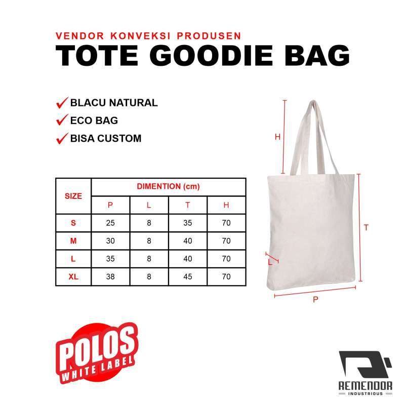 Jual ToteBag Goodiebag Ecobag Blacu Polos White Label Satuan Ecer