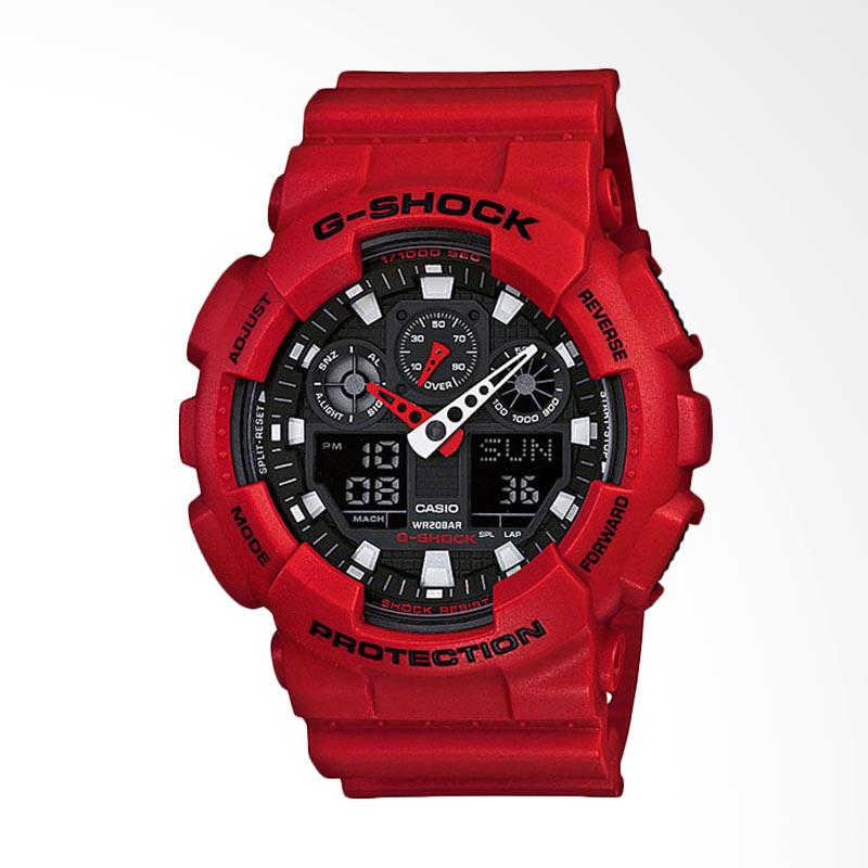Casio G-Shock Resin Jam Tangan Pria - Merah GA-100B-4A