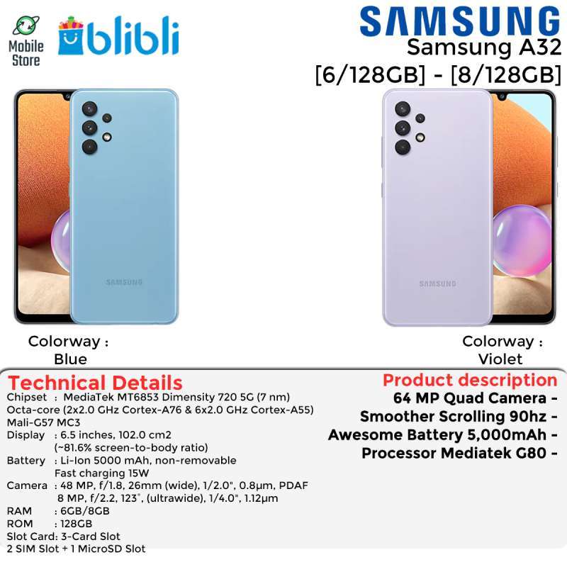 samsung galaxy a32 6 128gb garansi resmi