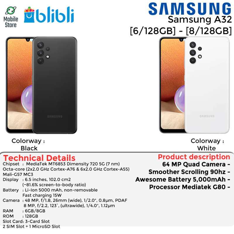 samsung galaxy a32 6 128gb garansi resmi