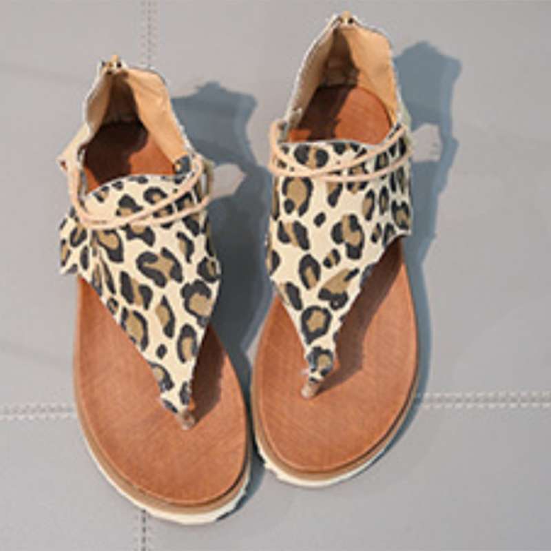 leopard zipper sandals