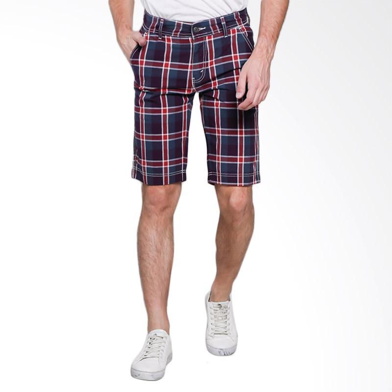 Spek Harga Lois Men Short Pants Denim Celana Pendek Pria - Red Plaid [277 R