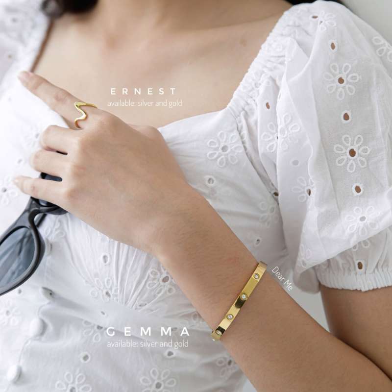Jual Dear Me Jewelry Gemma Bangle Stainless Steel Bracelet 18K