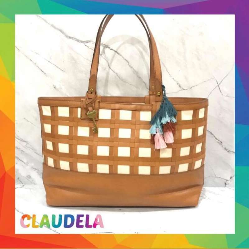 Jual FOSSIL Rachel Tote in Tan Woven di Seller Claudela Pluit