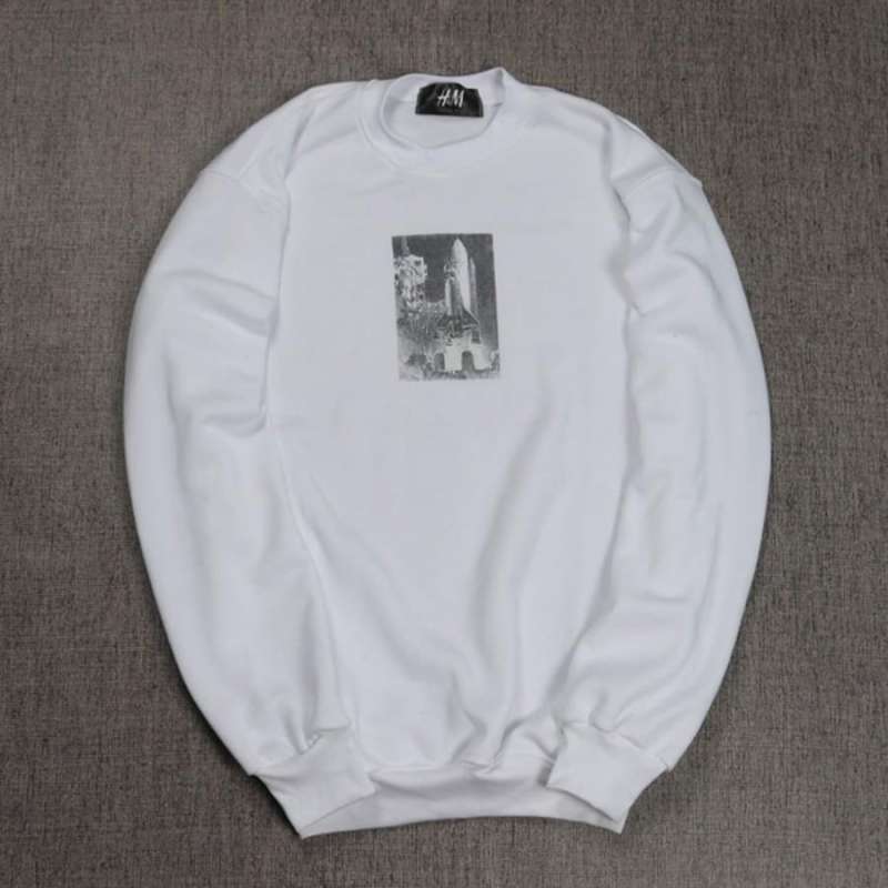 Jual JACKET JAKET HOODIE CREWNECK NASA ROCKET H M WHITE