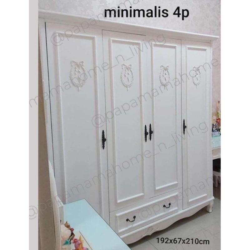 no brand lemari pakaian 4 pintu kayu meranti tipe mn lemari pakaian putih minimalis medan full03 eliycj3q