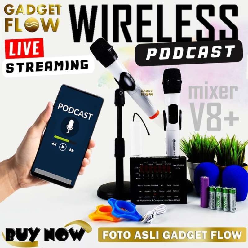 Jual Paket Podcast Wireless Mic Soundbest W8 Mixer V8 Plus Untuk Hp Murah Mei 2021 Blibli