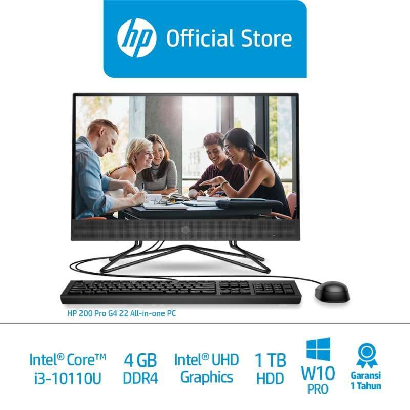 hp 200 pro g4 22 all in one pc desktop pc 1a232pa 21 5 intel core i3 10110u 4gb 1tb w10