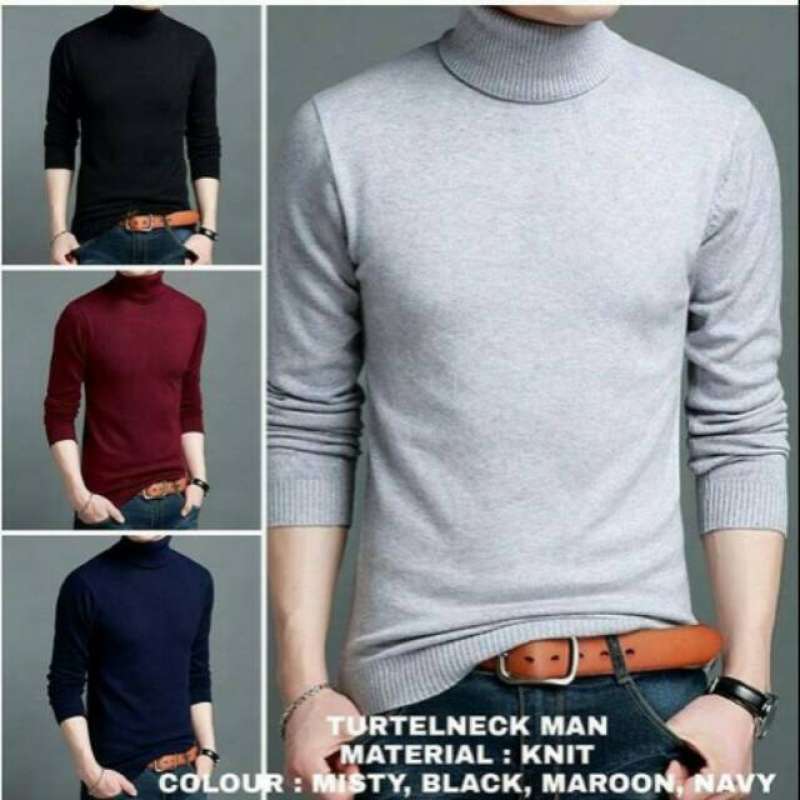 Jual Sweater Rajut Pria Turtleneck Pria Korean Style Sweater Kerah Tinggi Baju Rajut Pria Online Mei 2021 Blibli
