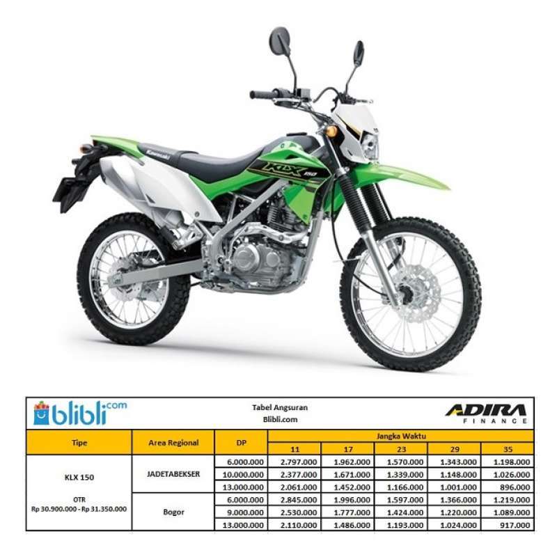 Adira Finance Kawasaki Klx 150 Sepeda Motor Otr Jabodetabekser Terbaru Agustus 2021 Harga Murah Kualitas Terjamin Blibli