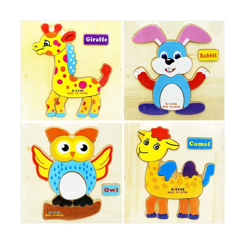 Jual TSH Kayu Jigsaw A11 Binatang 4 Buah Mainan Puzzle - Multi Colour Online - Harga