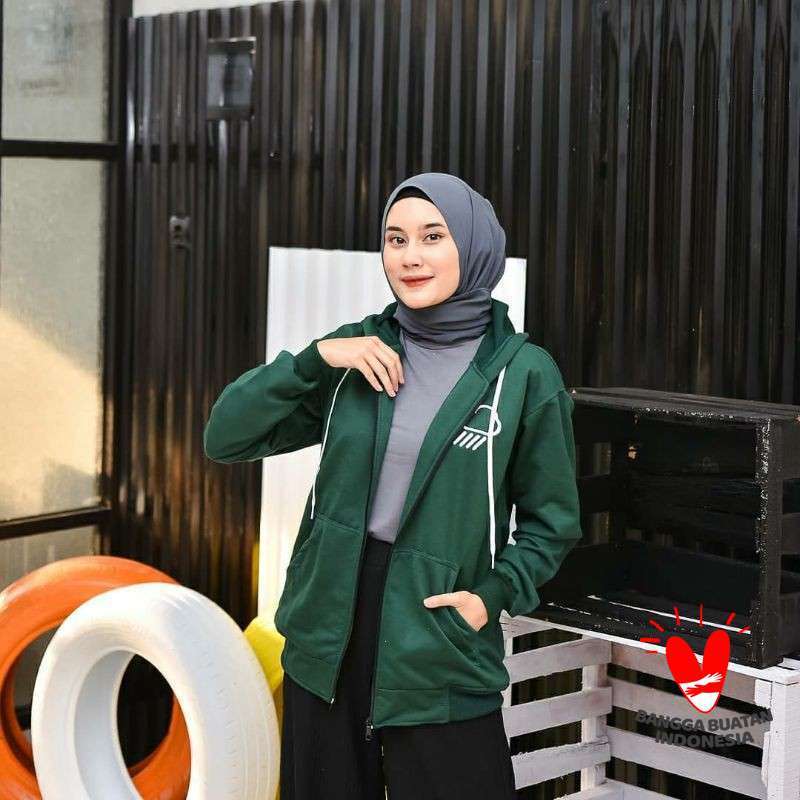 Jaket Sweater Hoodie Zipper Polos Pria Wanita WEATHER Bisa Couple Bahan Fleece Hot Item Best Seller