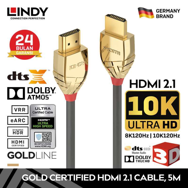 LINDY 37604 Kabel GOLD HDMI ULTRA HIGH SPEED 8K 10K, A to A, 5m
