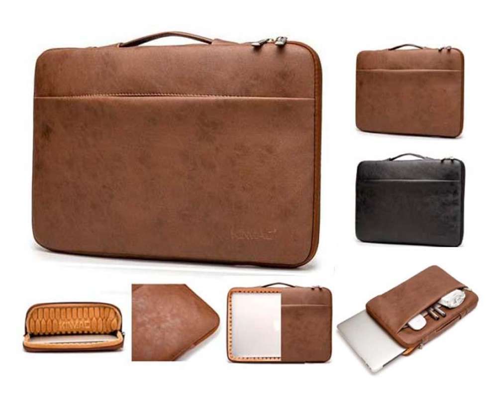 Tas Laptop Macbook KINMAC Handstrap Shockproof PU Leather Size 15 16 inch